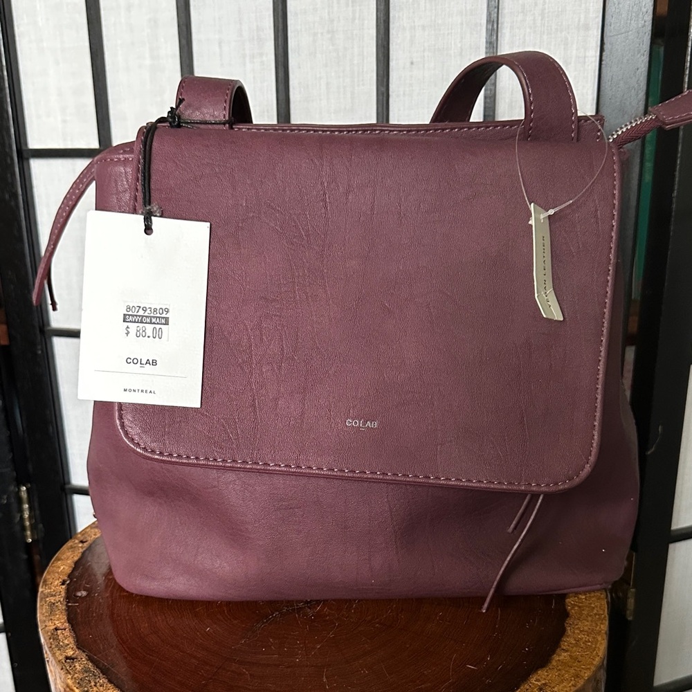 Co-Lab Women's Crossbody Bag in Rich Plum NEW Vegan Leather